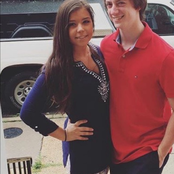 Lilly Pulitzer Amelia Island Stretch Tunic Beaded Trim Navy Blue Women’s Small - Picture 2 of 7